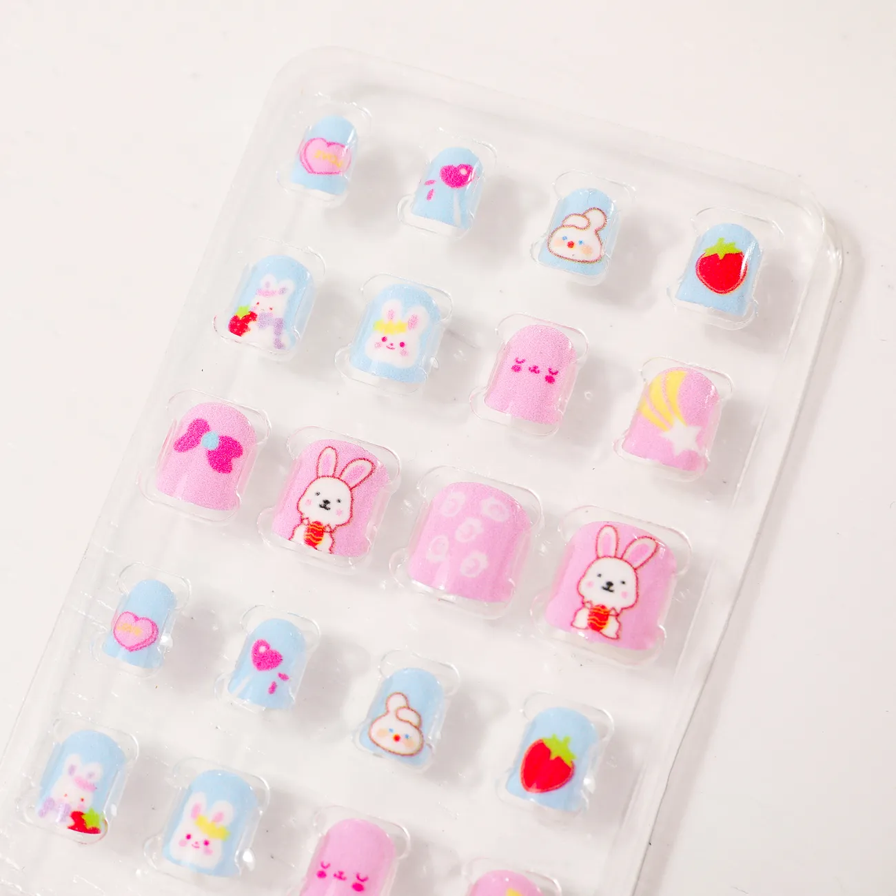 24-pack Toddler/kids Girl Childlike Cute Cartoon Jelly Resin Removable Nail Stickers Pink big image 1