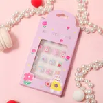24-pack Toddler/kids Girl Childlike Cute Cartoon Jelly Resin Removable Nail Stickers Pink