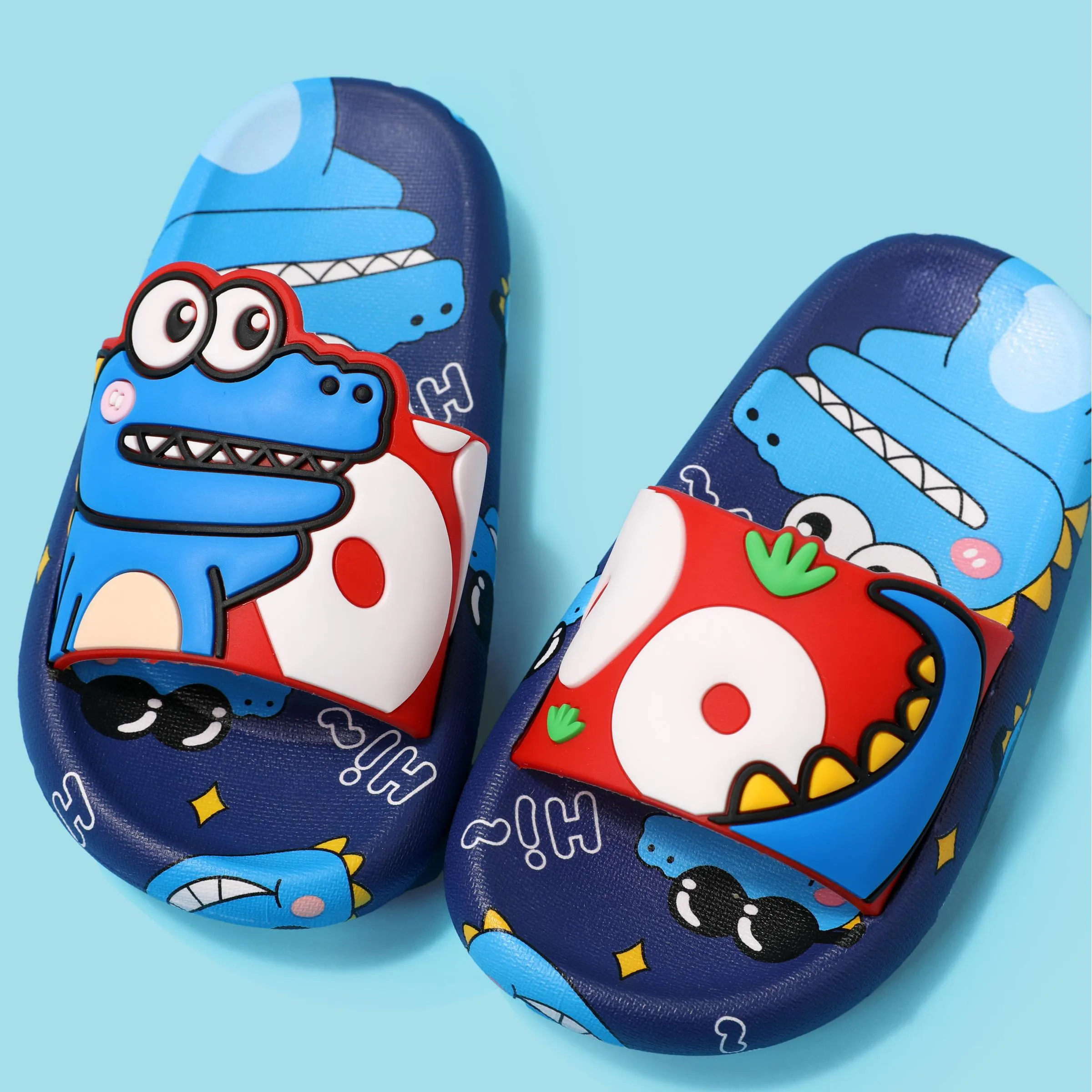 Toddlers/Kids Boy/Girl Fun Dinosaur Print Soft Sole Slippers