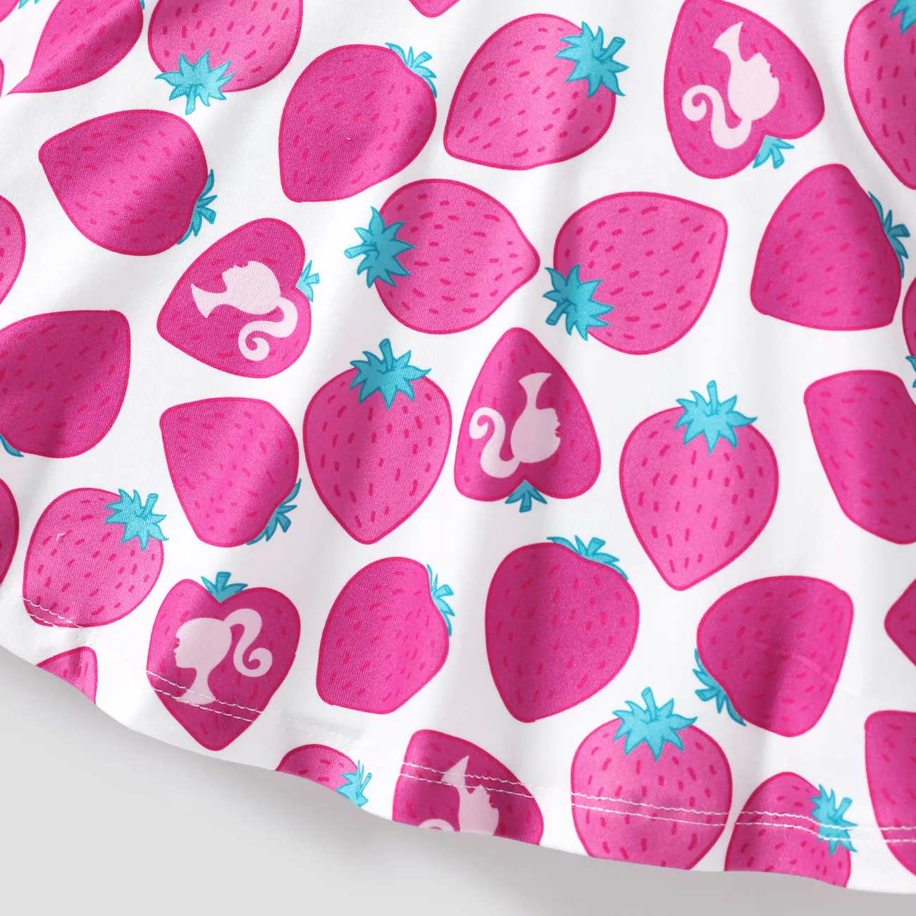 Barbie Baby/Toddler Girls 1pc Strawberry Allover Print Ruffle-sleeve Dress Roseo big image 1