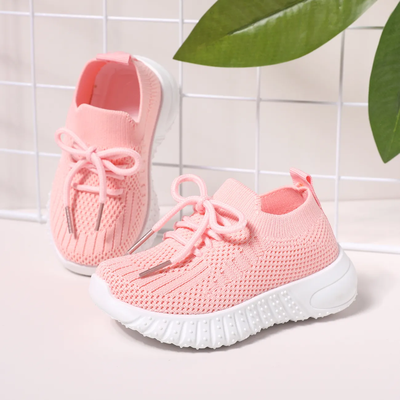 Toddler/Kid Boy/Girl Sporty Mesh Upper Breathable Perforated Lace-Up Sport Shoes  Pink big image 1