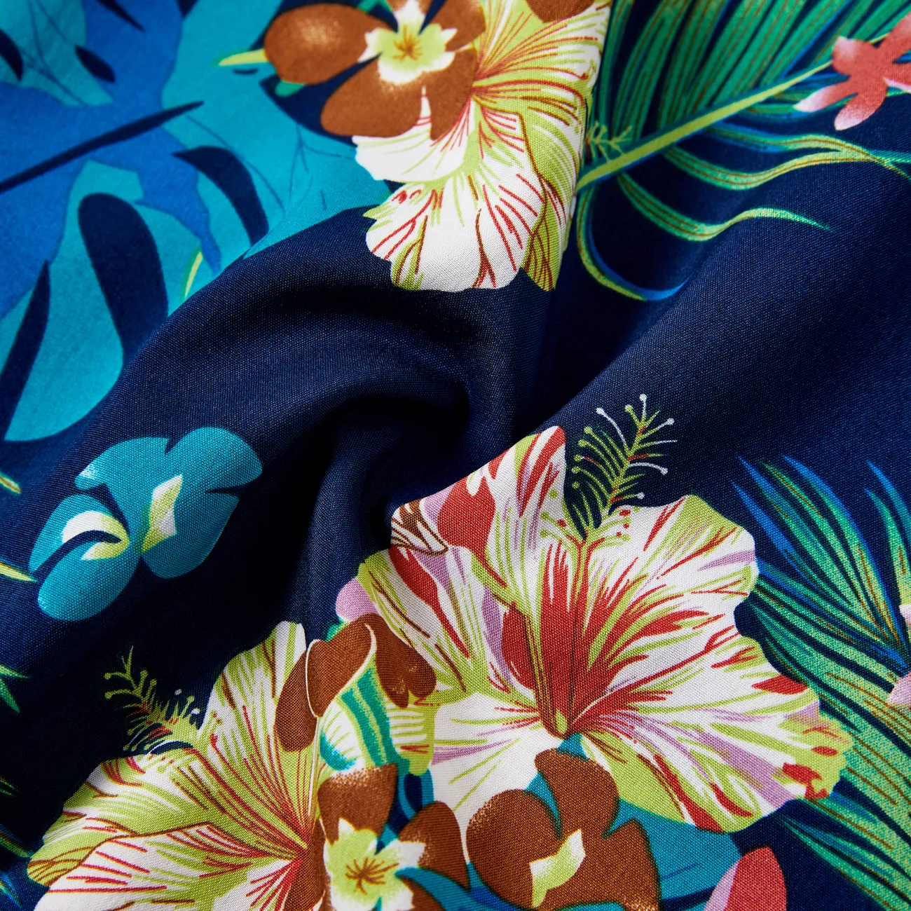 Look de família Plantas e flores tropicais Manga curta Conjuntos de roupa para a família Conjuntos Azul Escuro big image 1