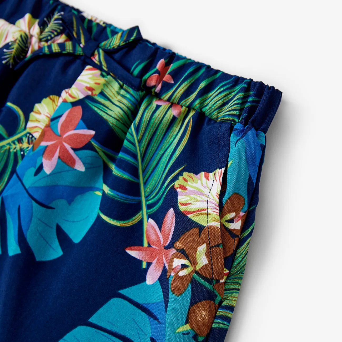 全家裝 熱帶植物花卉 短袖 親子裝 套裝 藏青 big image 1