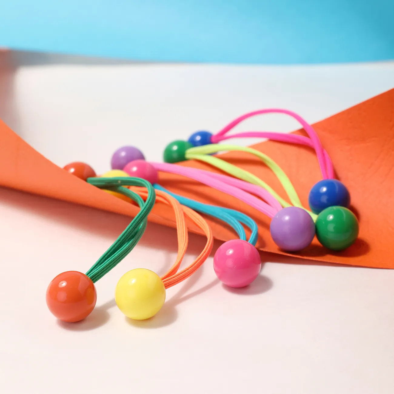 5-pack criança / crianças menina doce doce colorido longo elástico laços de cabelo Multicolorido big image 1