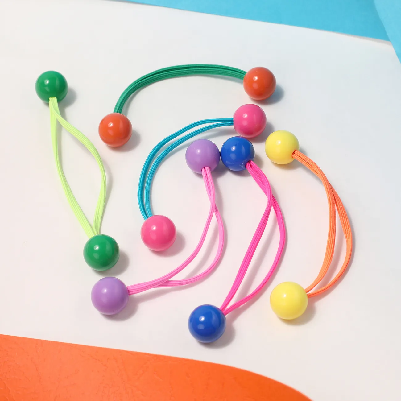 5-pack Toddler/kids Girl Sweet Candy-Colored Long Elastic Hair Ties Multi-color big image 1
