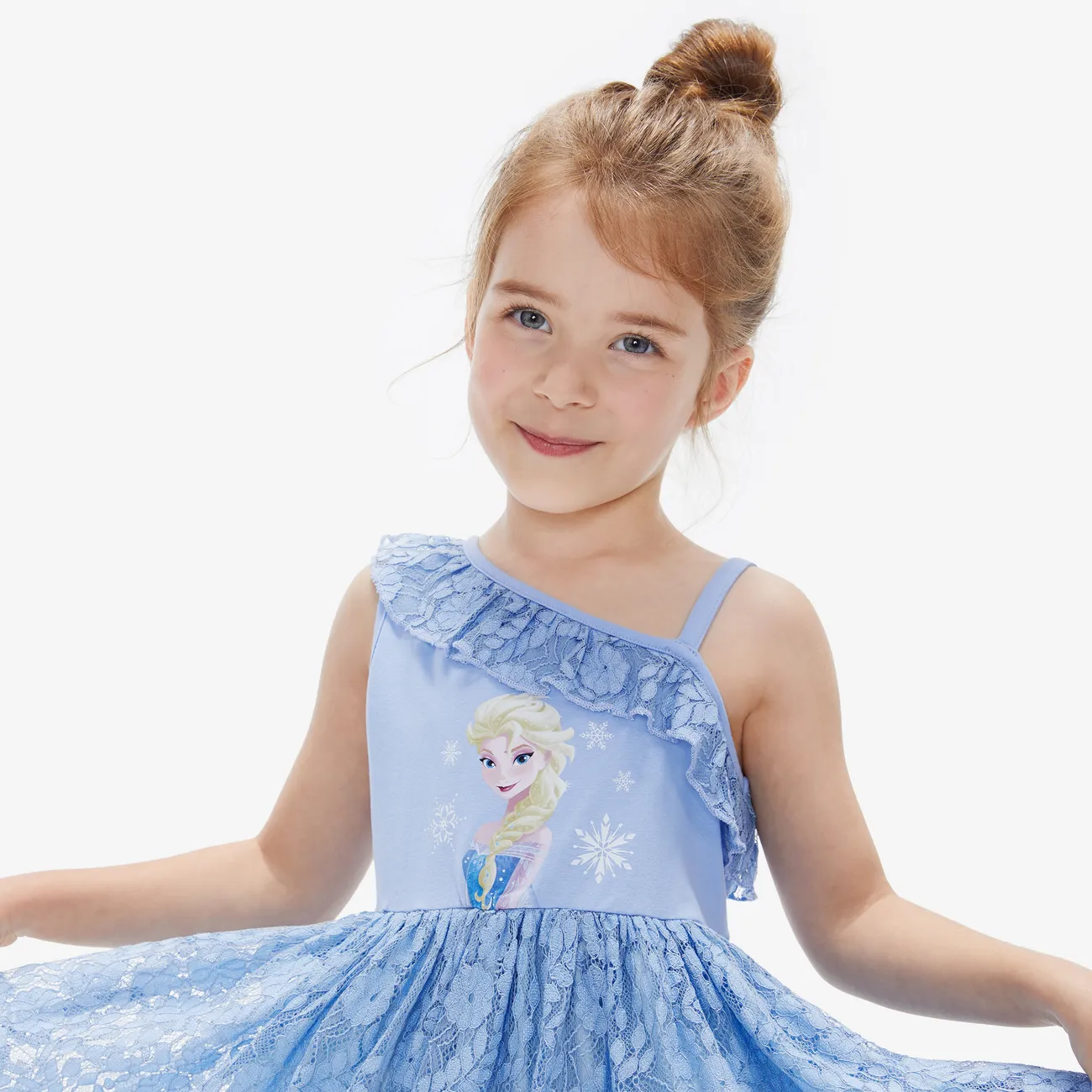 迪士尼冰雪奇緣 小童 女 偏襟 甜美 連衣裙 藍色 big image 1