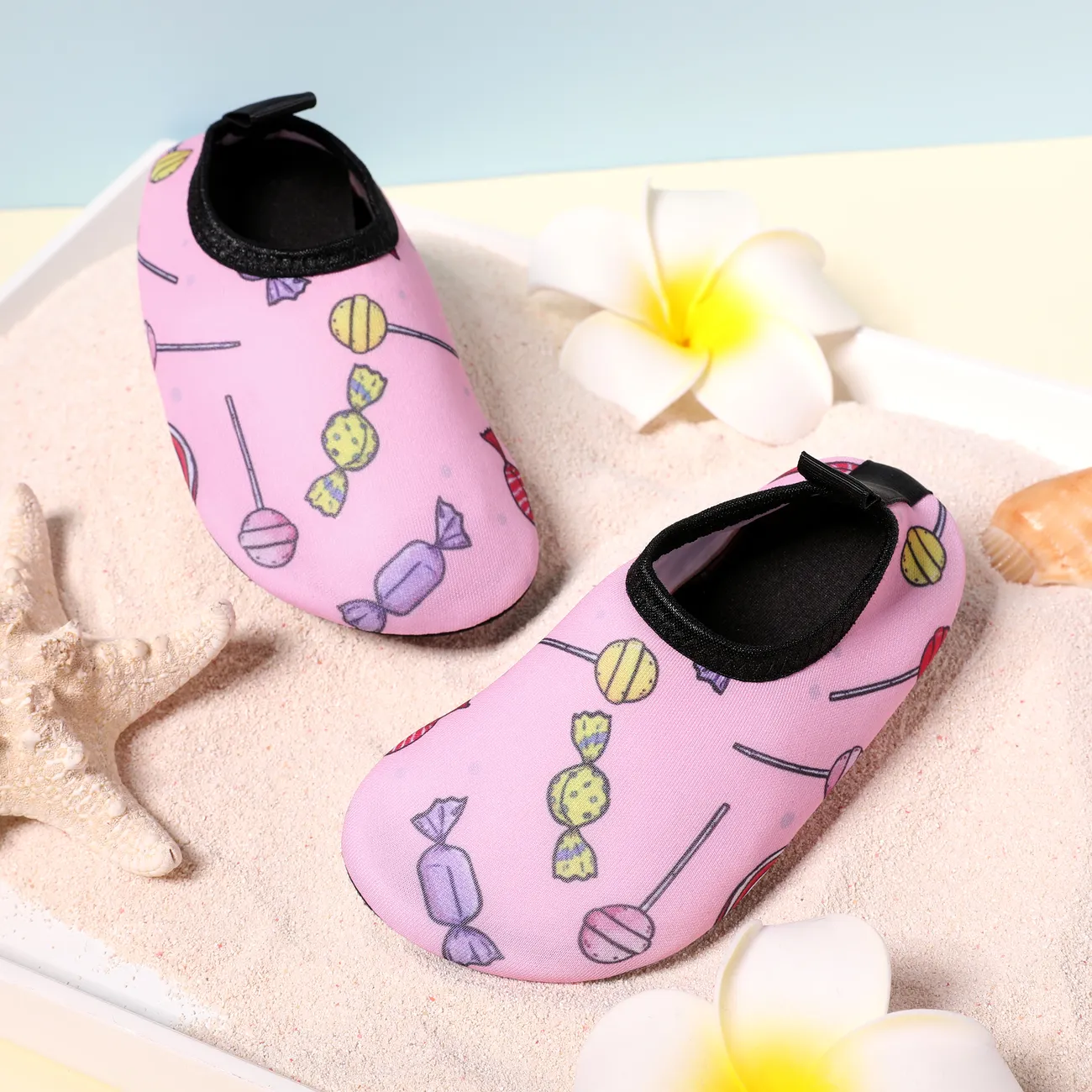Zapatos de playa sin cordones rosas dibujados a mano de graffiti para niños pequeños / niñas  Rosa oscuro big image 1
