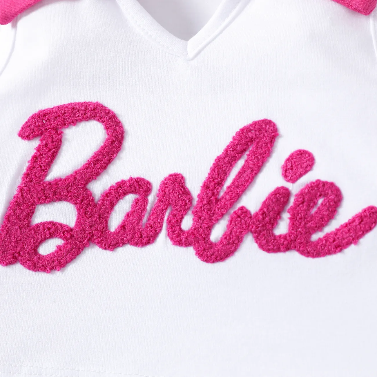 Barbie 2 unidades Chica Cuello de solapa Dulce Conjuntos rosa blanca big image 1