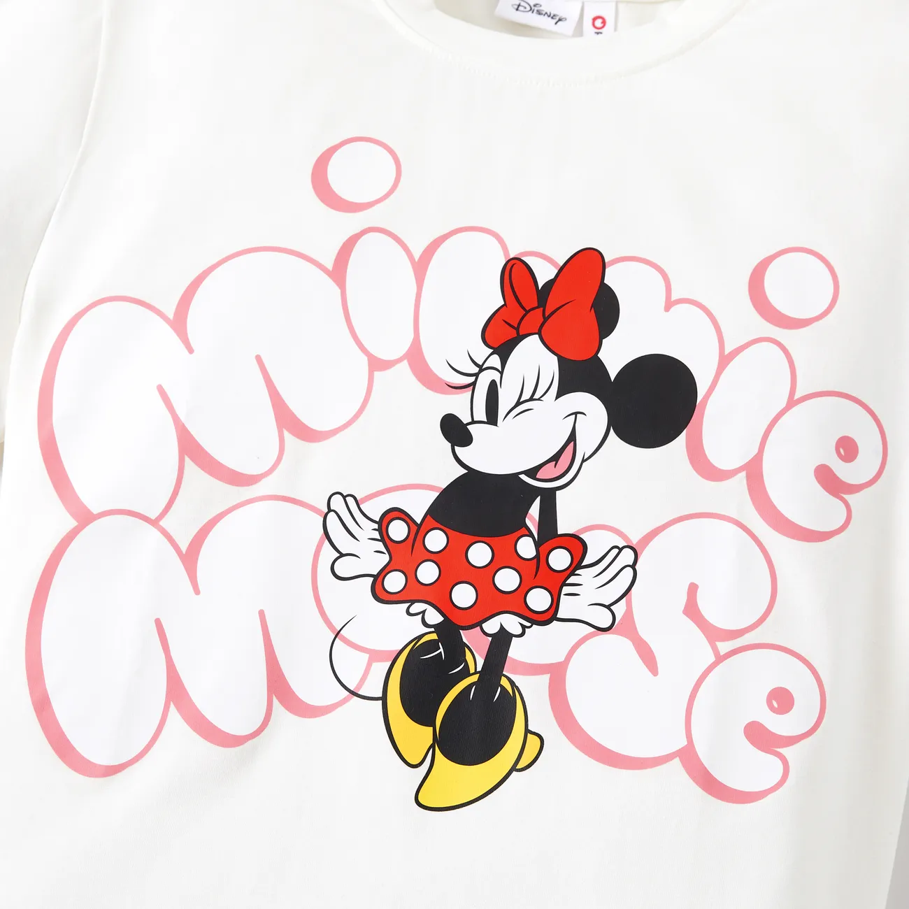 Disney Mickey and Friends Family Matching Cotton Character Striped Print T-shirt/Jumpsuit OffWhite big image 1