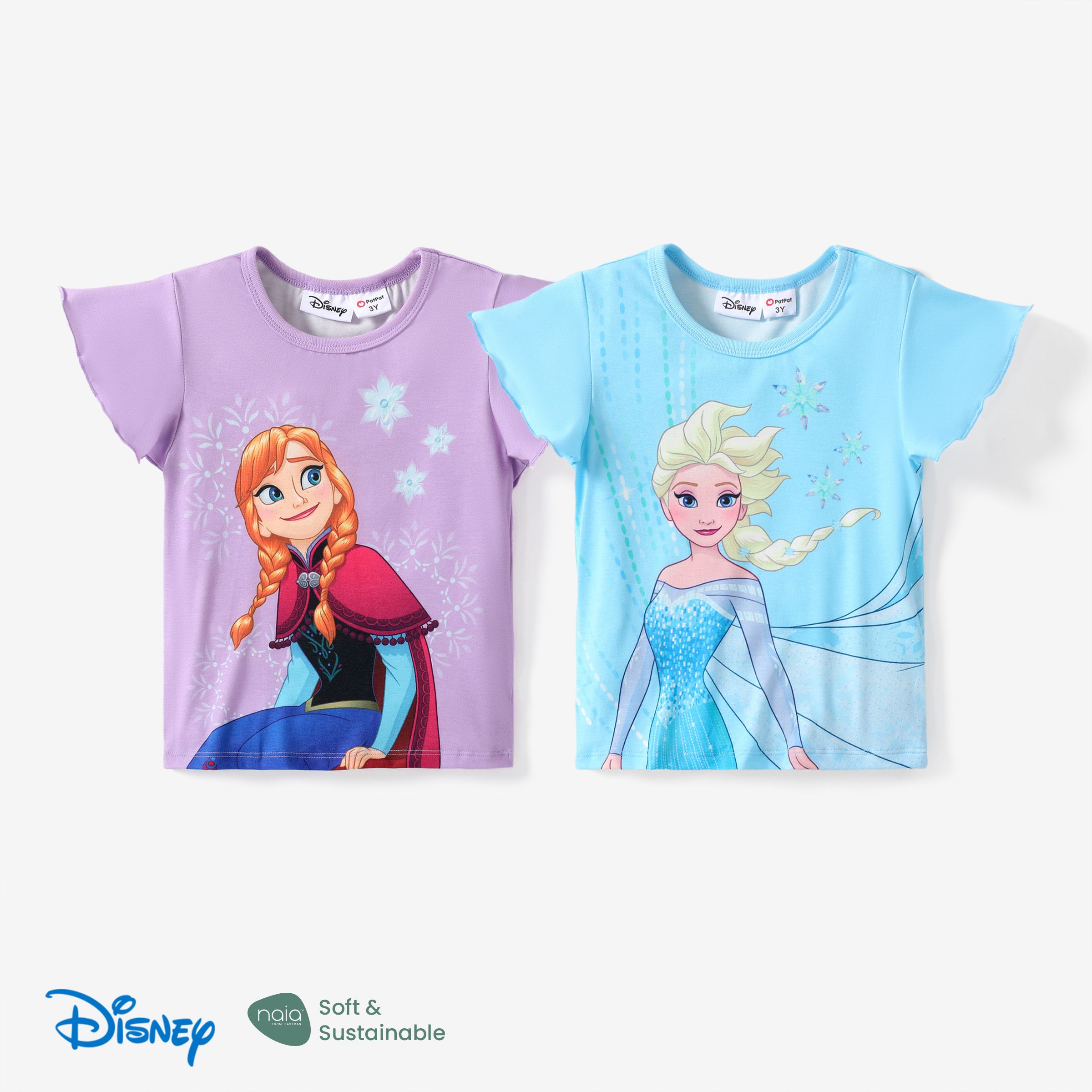 迪士尼冰雪奇緣幼兒女孩 Elsa/Anna 1 件套 Naia™ 角色印花荷葉邊袖上衣