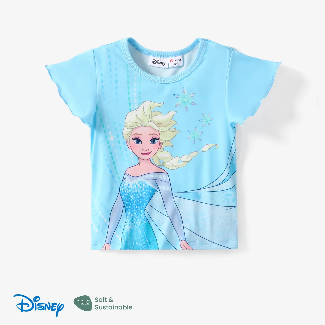 Disney Frozen Criança Menina Hipertátil/3D Infantil Manga curta T-shirts Azul big image 1