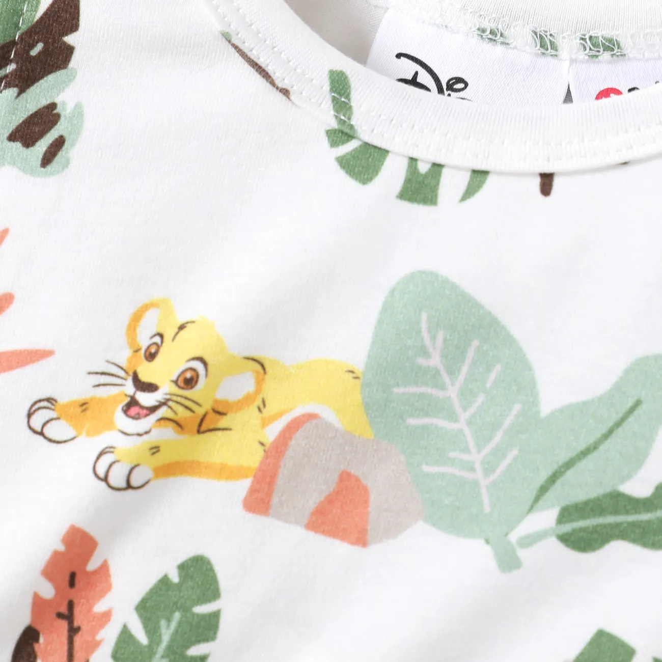 Disney Lion King Baby Girls Simba 1pc Leopard Plant Print Ruffle-sleeve Dress Green big image 1