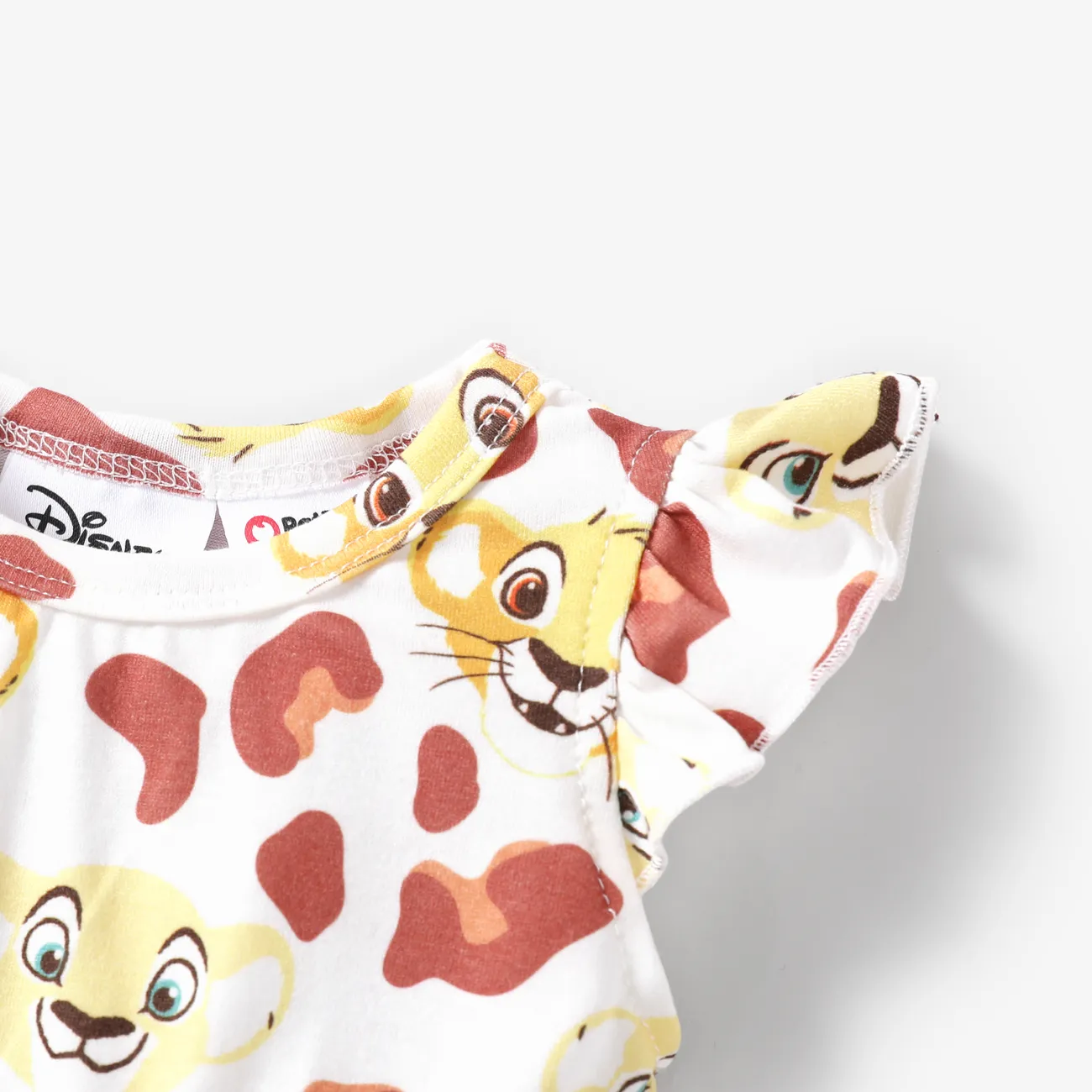 Disney Lion King Baby Girls Simba 1pc Leopard Plant Print Ruffle-sleeve Dress Reddishbrown big image 1