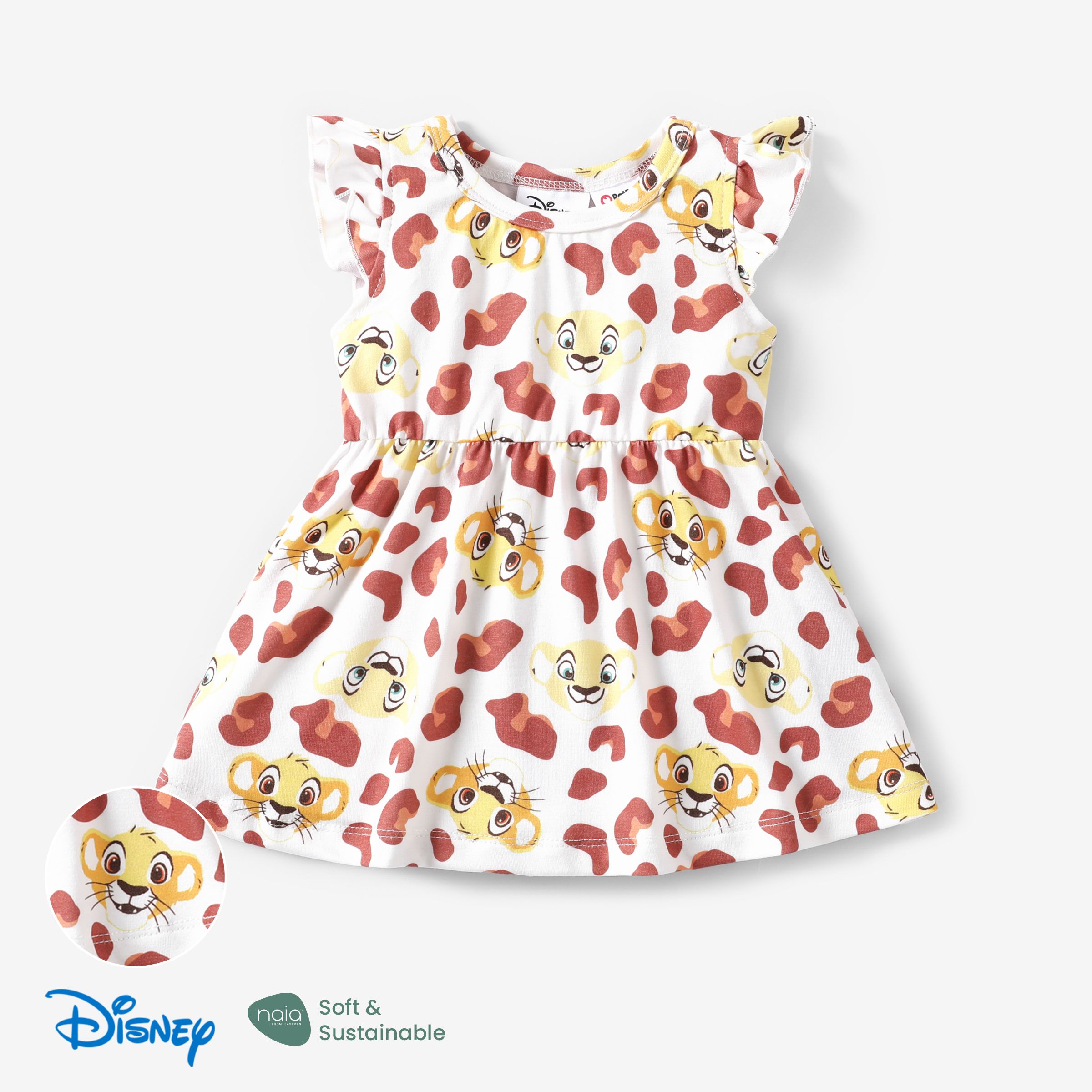 

Disney Lion King Baby Girls Simba 1pc Leopard Plant Print Ruffle-sleeve Dress