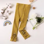 Leggings in cotone a tre strati per neonati / bambini con bordi eleganti e filo lucido, presenta un design a doppio scopo per fondo e leggings Giallo