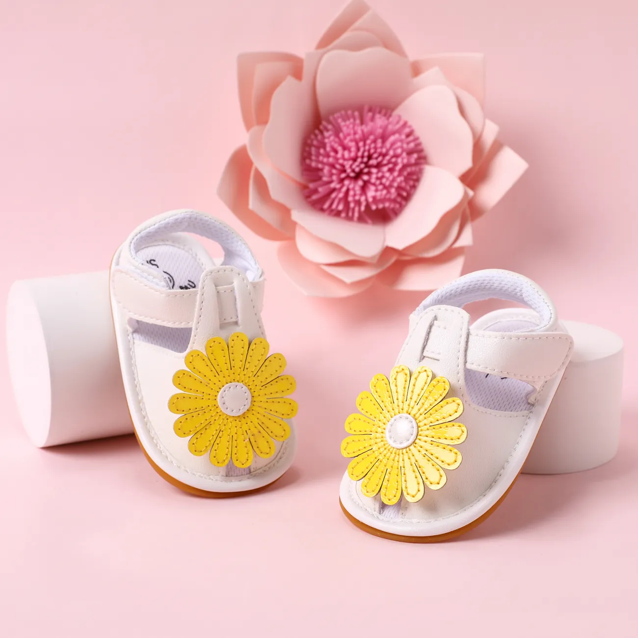 Baby/Toddler Girl Casual Style 3D Daisy Flower Velcro Closure Prewalker Shoes Yellow big image 1