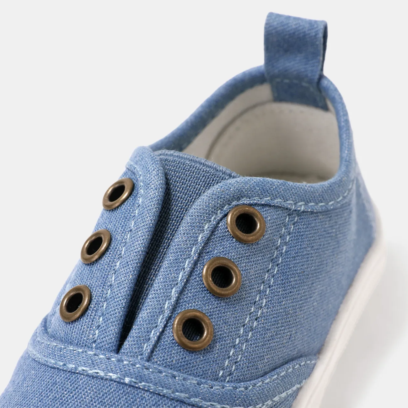 طفل صغير / طفل عارضة نمط الأزرق الداكن قماش مشبك العيينة الانزلاق على الأحذية أزرق big image 1