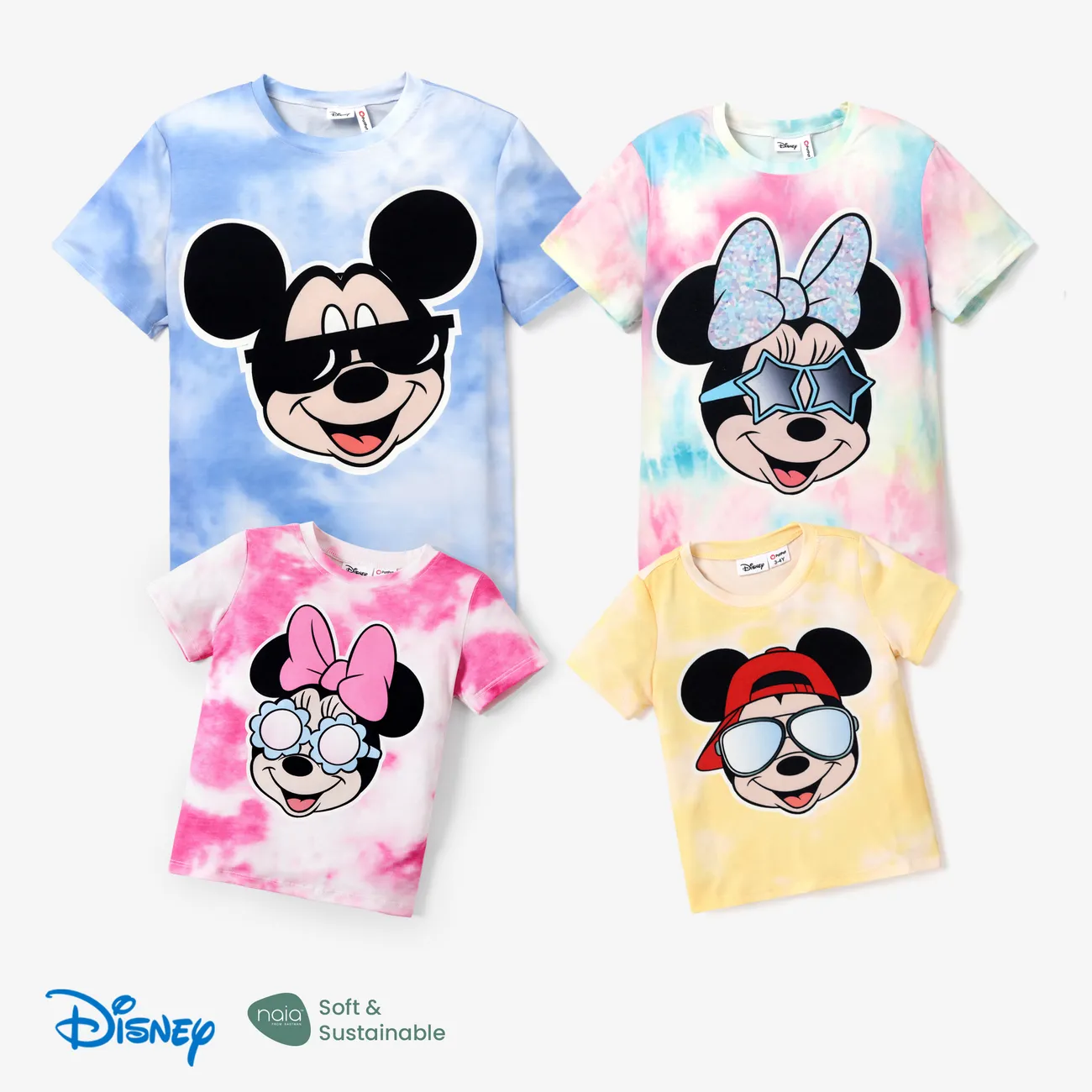 Disney Mickey and Friends Family Matching Character Print Short-sleeve T-shirt Blue big image 1