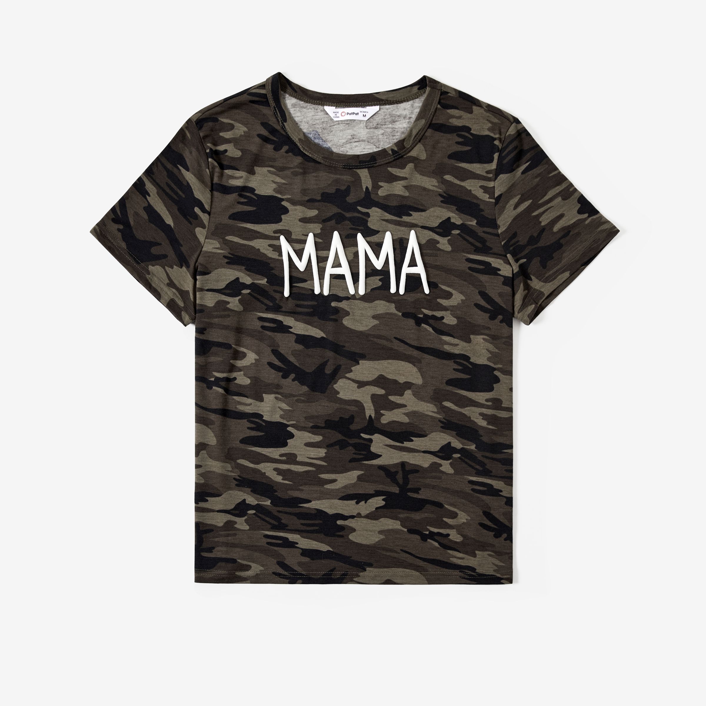 

Family Matching Camo Letter Printed Short Sleeves Tops