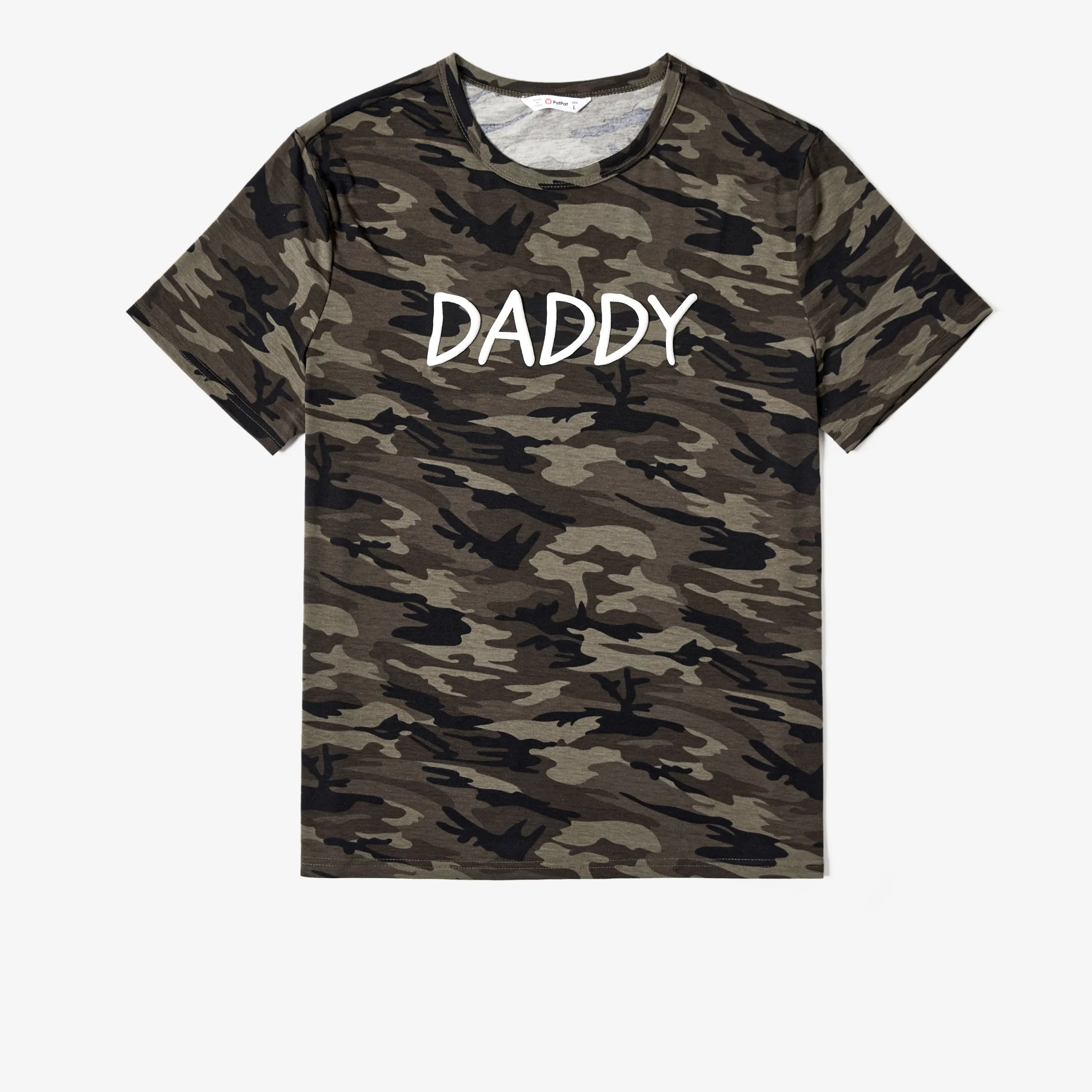 Family Matching Camo Letter Printed Short Sleeves Tops