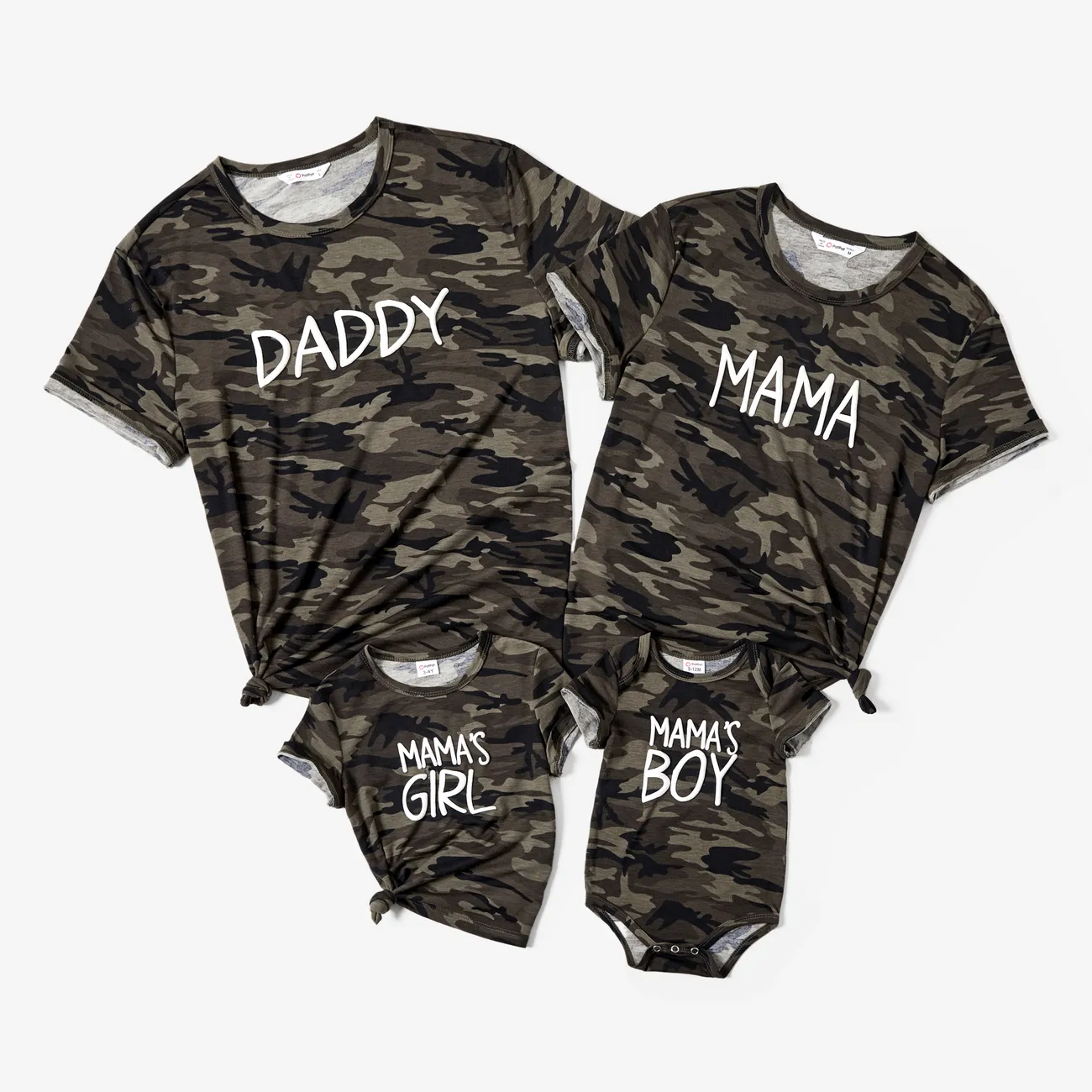 Family Matching Camo Letter Printed Short Sleeves Tops  Colorful big image 1