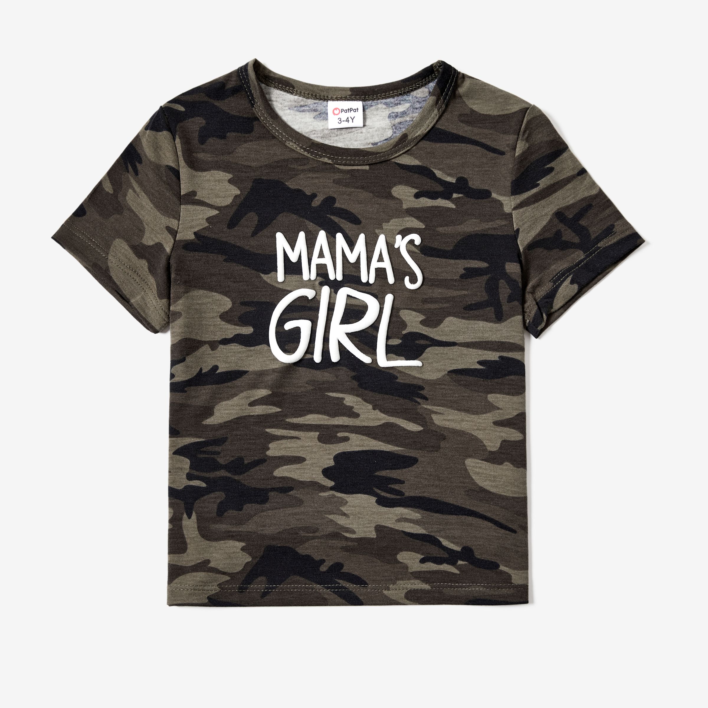

Family Matching Camo Letter Printed Short Sleeves Tops
