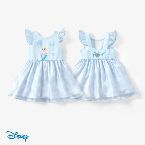 Disney Frozen Elsa 1pc Toddler Girl Naia™ Personagem Print Ruffled-Sleeve Vestido de Malha