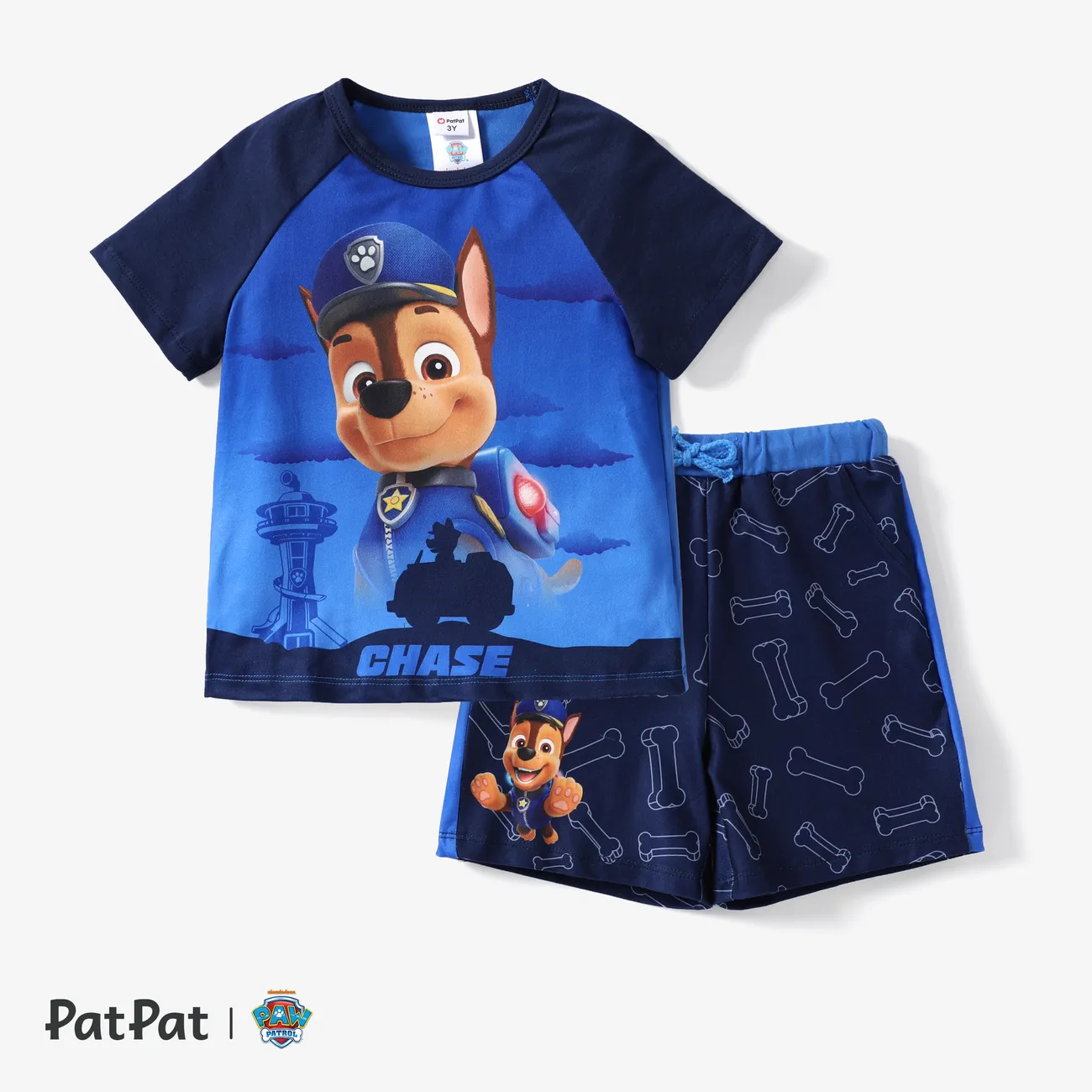 Paw Patrol Toddler Boys/Girls 2pcs Character Print Cotton T-shirt with Shorts Sporty Set Blue big image 1