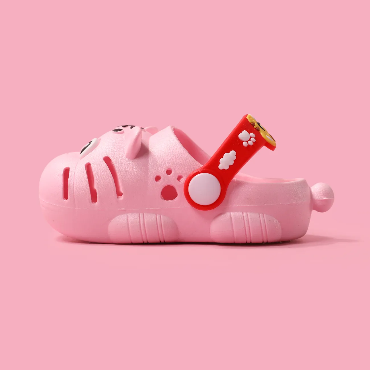 Toddler/Kids Boy/Girl Tiger Shaped Animal Pattern Hole Beach Shoes Pink big image 1