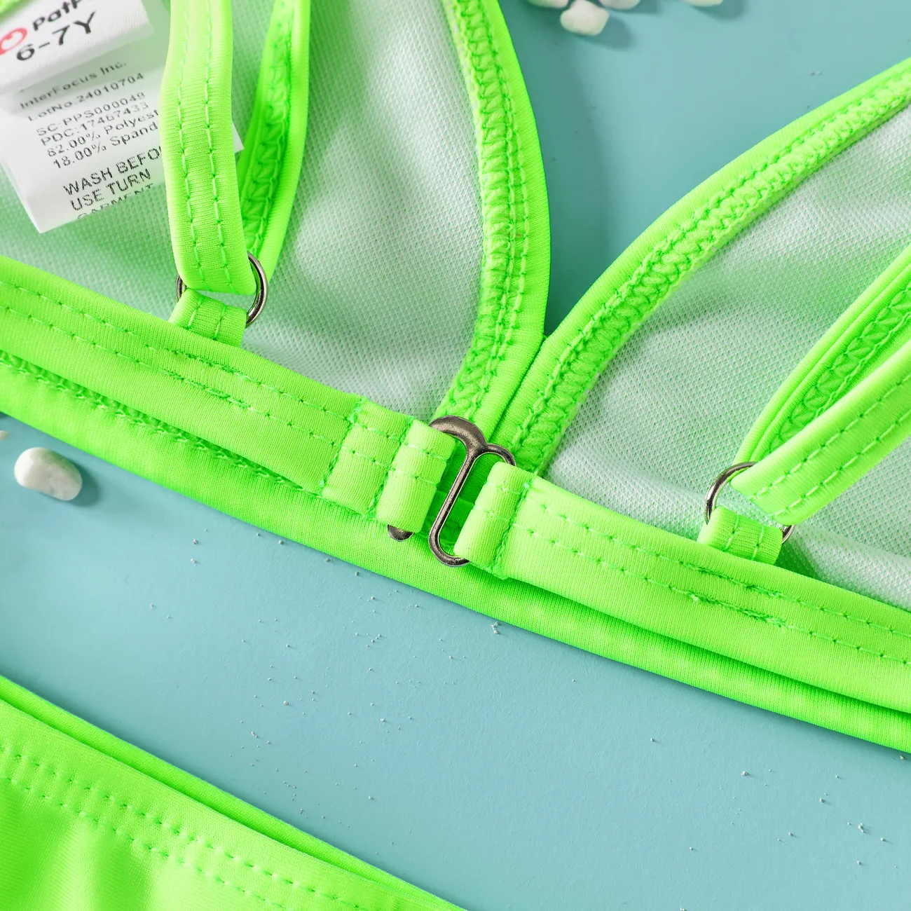 2 Stück Kinder Mädchen Tanktop Unifarben Badeanzüge grün big image 1