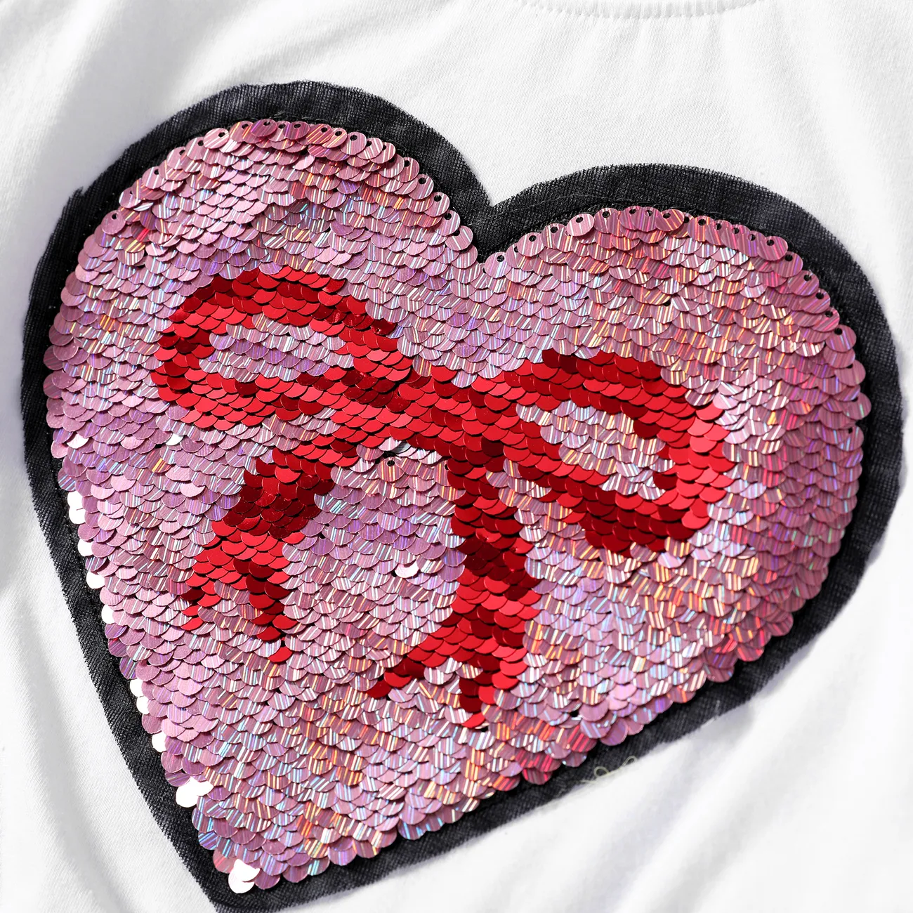 Kleinkind / Kind Mädchen 2pcs Herz Pailletten Stickerei Crop T-Shirt und Band Rock Set pinkywhite big image 1