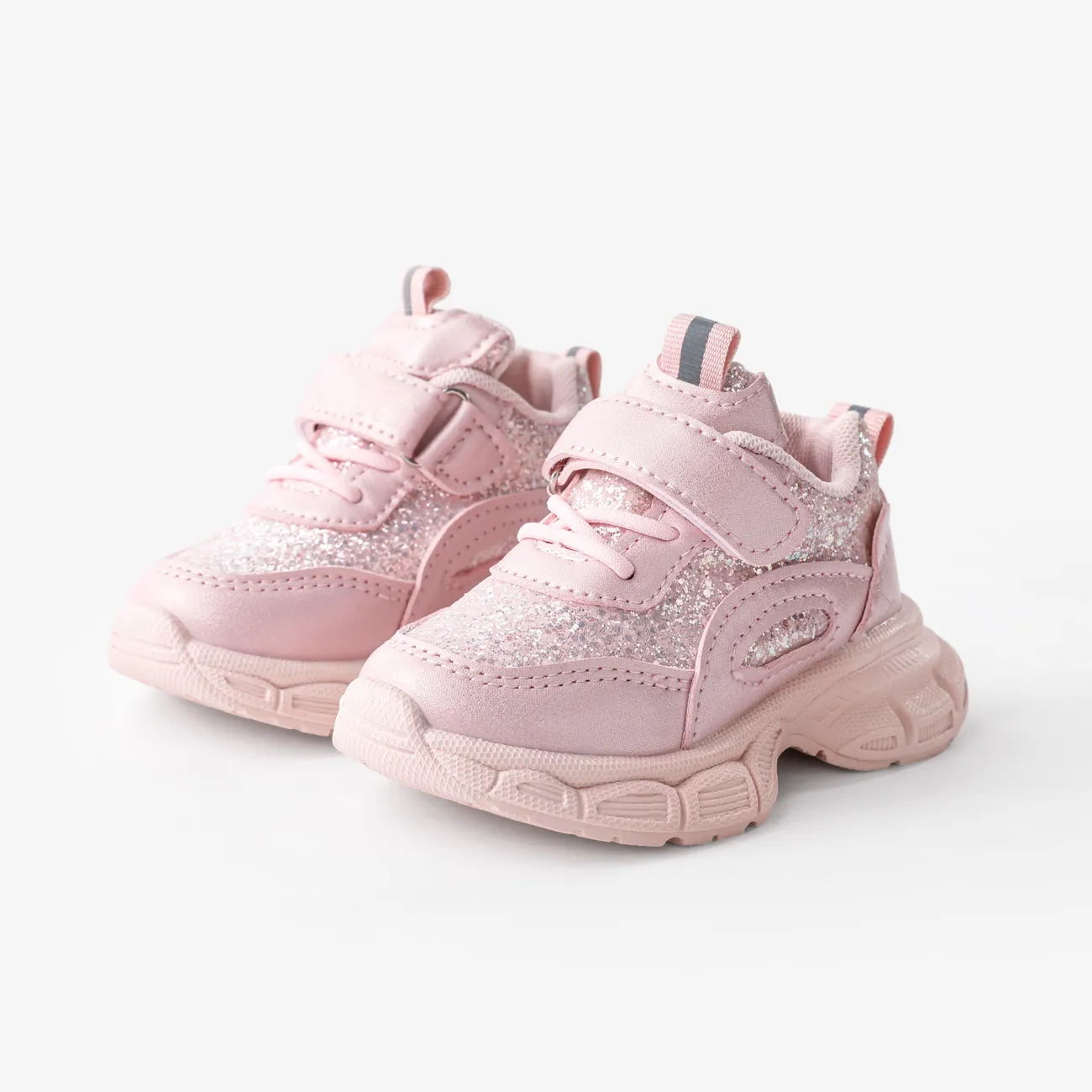 Toddler & Kids Girls' Stylish Glitter Design Velcro Sports Shoes Pink big image 1