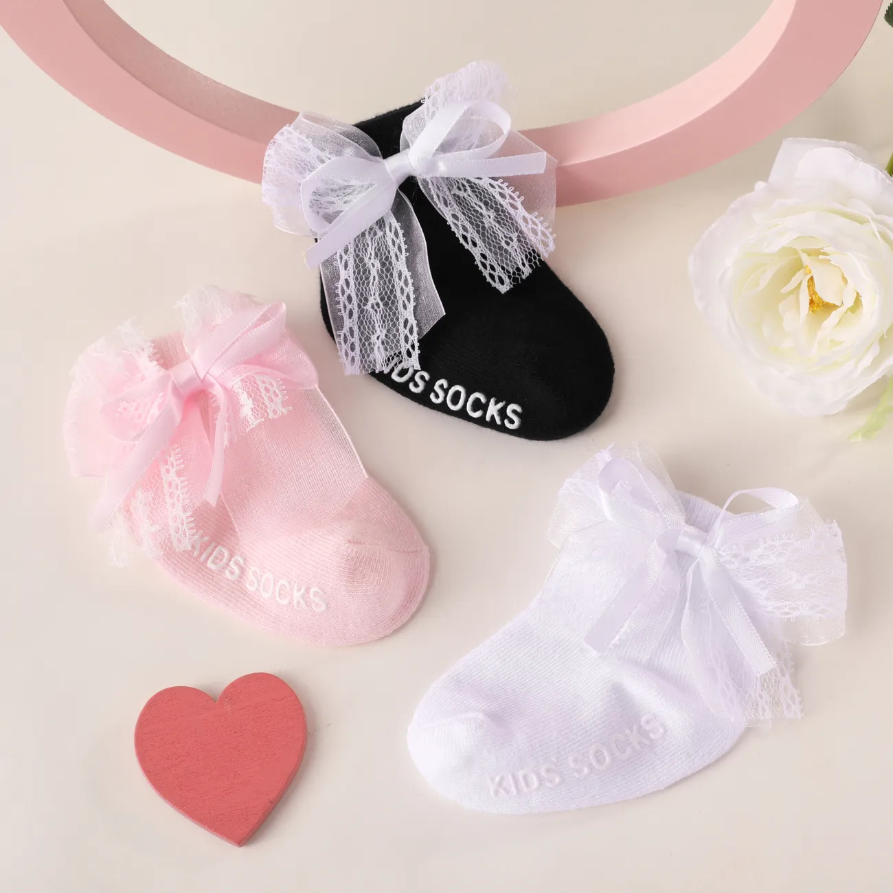 Baby Girl Sweet Lace Butterfly Bow Anti-Rutsch-Socken weiß big image 1