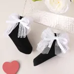 Calcetines antideslizantes Baby Girl Sweet Lace Butterfly Bow Negro