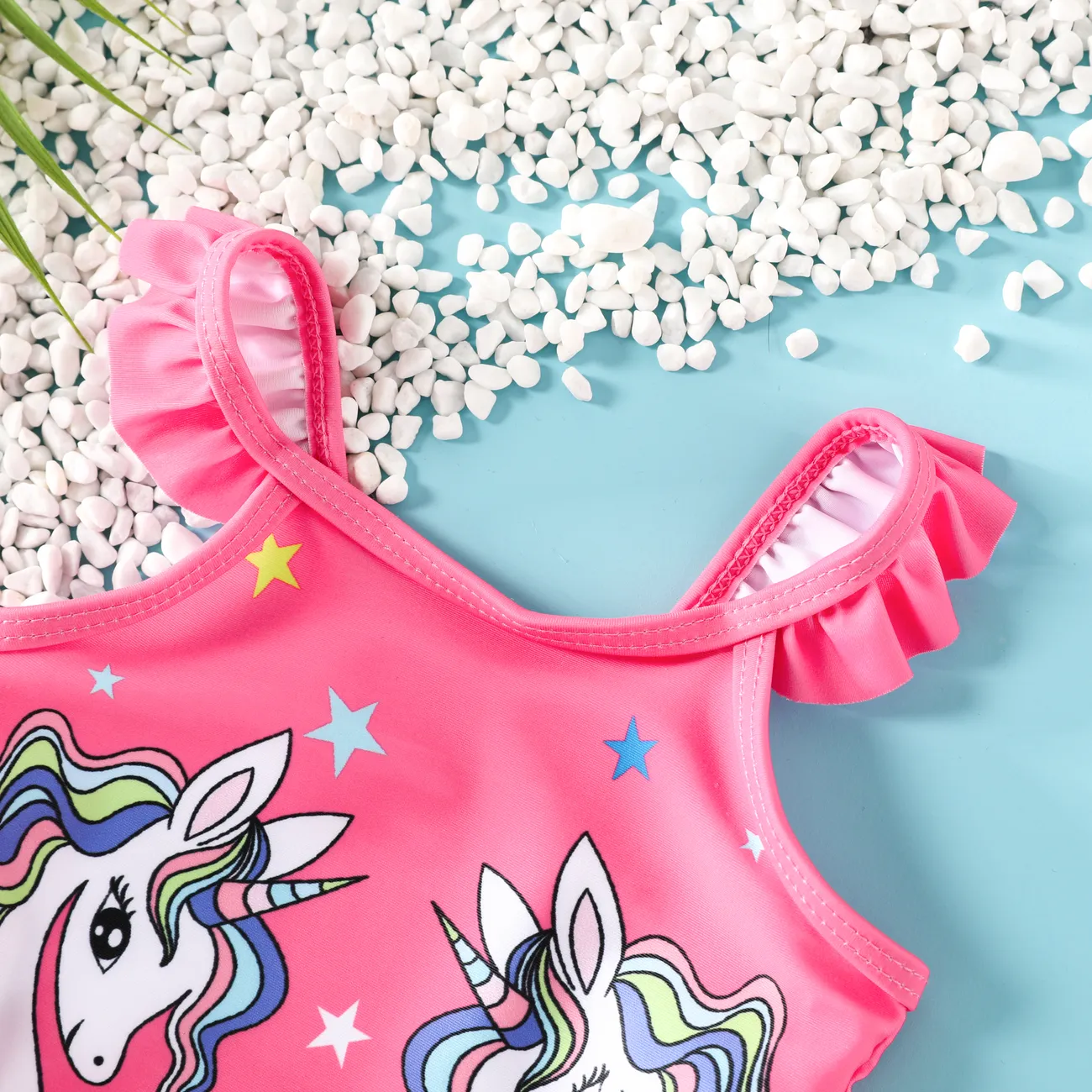 Hyper-Tactile 3D Animal Print Baby Girl's Unicorn Swimwear Suit Pink big image 1