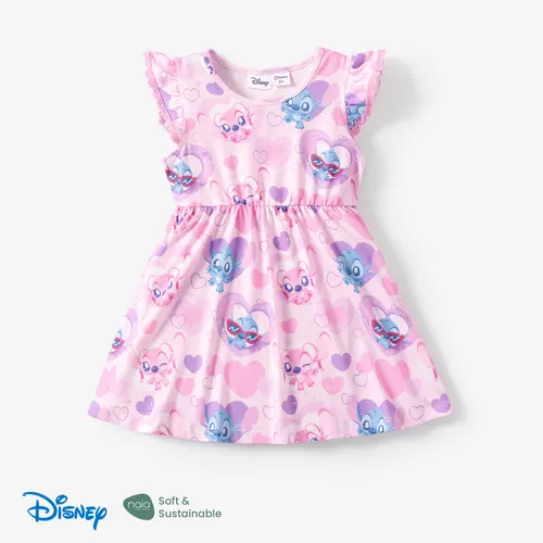 Disney Stitch Toddler Girls 1件 Naia™ Character 通體印花荷葉邊袖連衣裙