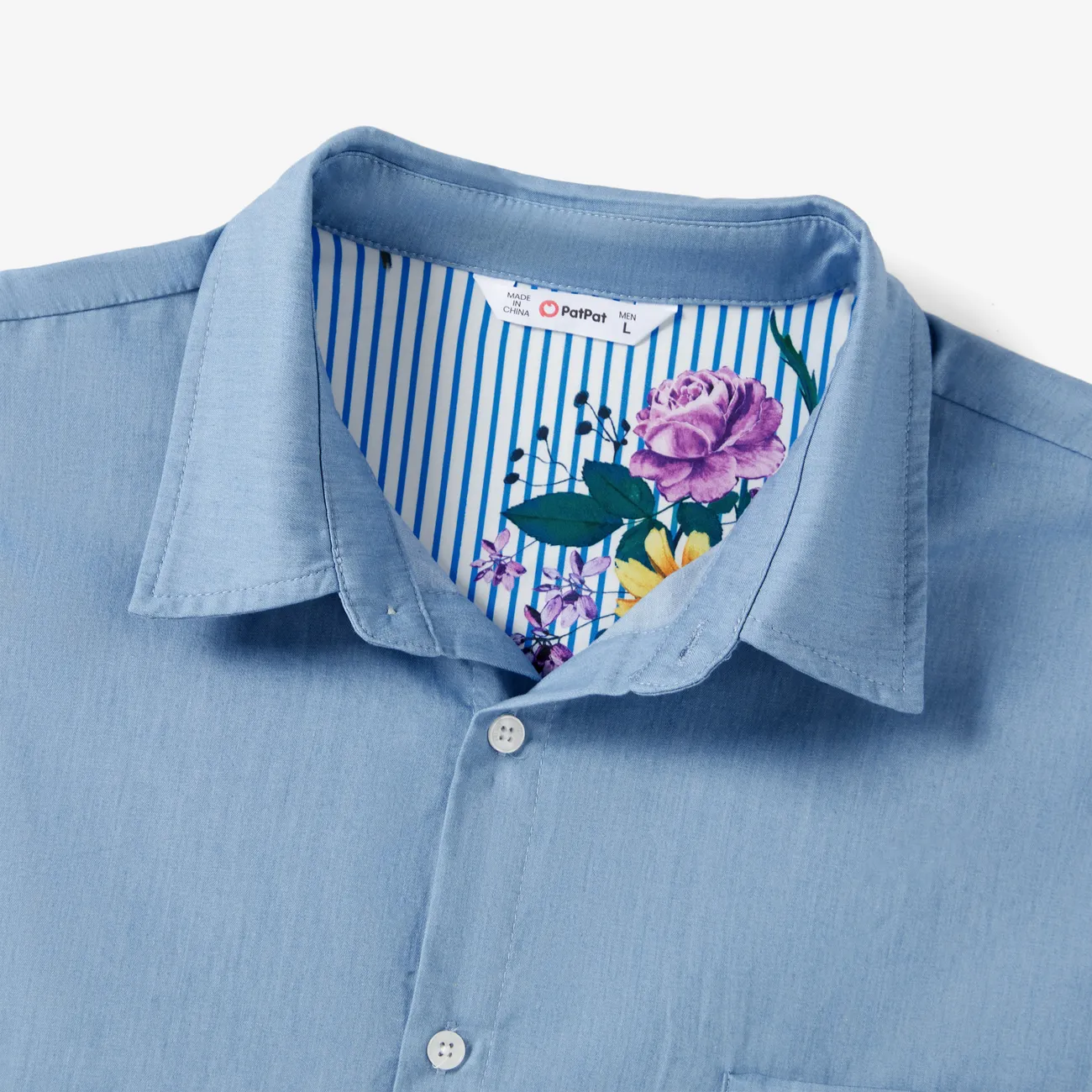 Looks familiares Flor grande Camiseta sin mangas Conjuntos combinados para familia Conjuntos azul vaquero big image 1