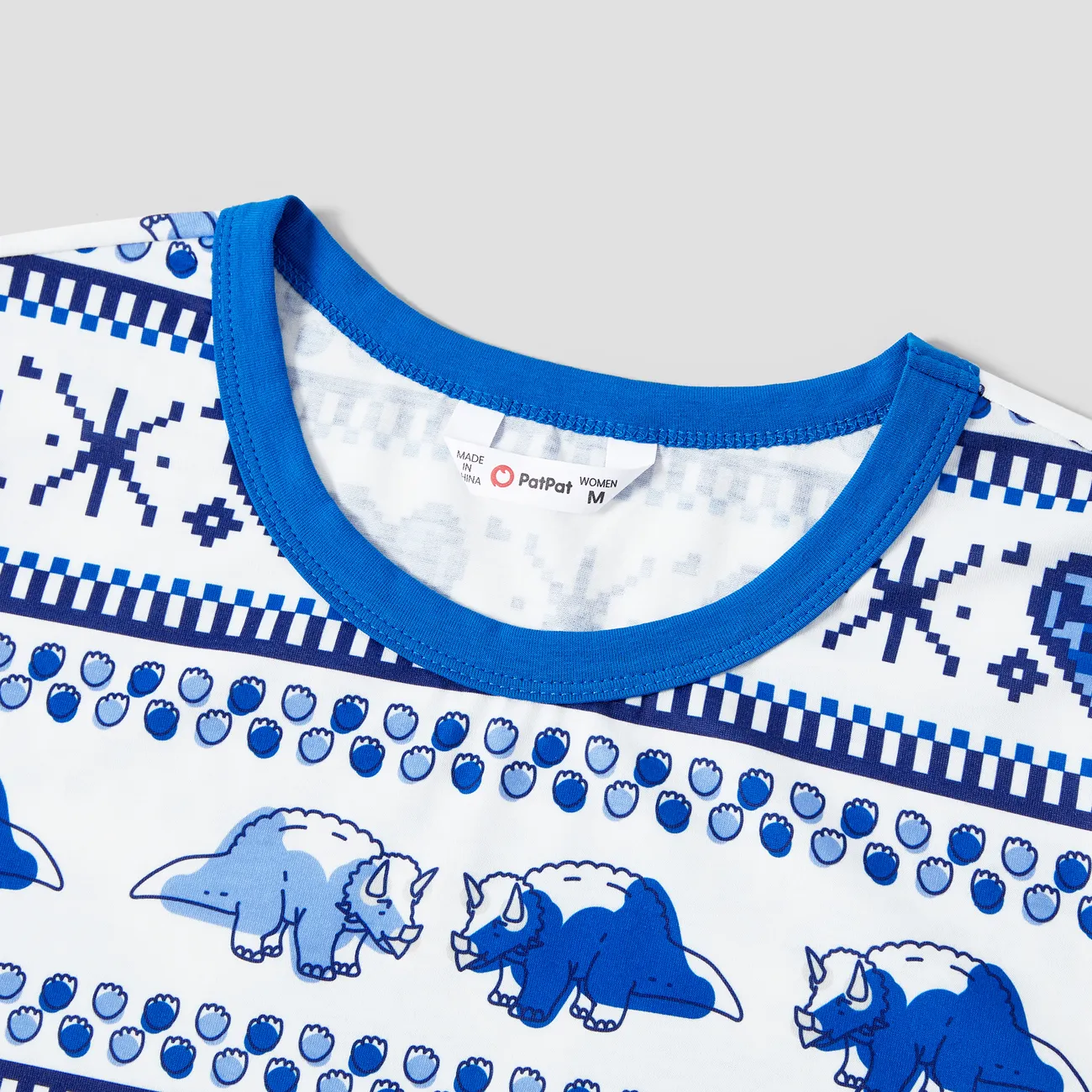 Look Familial Dinosaure Manches courtes Tenues de famille assorties Pyjamas (Flame Resistant) Bleu big image 1