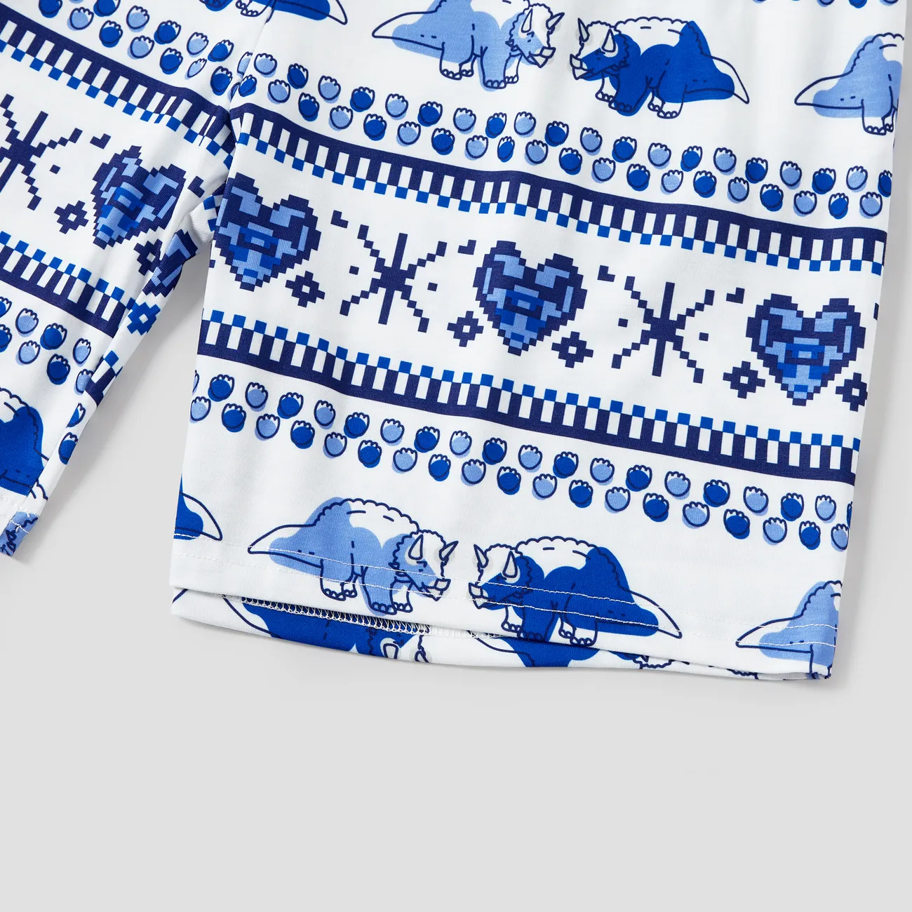 Look Familial Dinosaure Manches courtes Tenues de famille assorties Pyjamas (Flame Resistant) Bleu big image 1