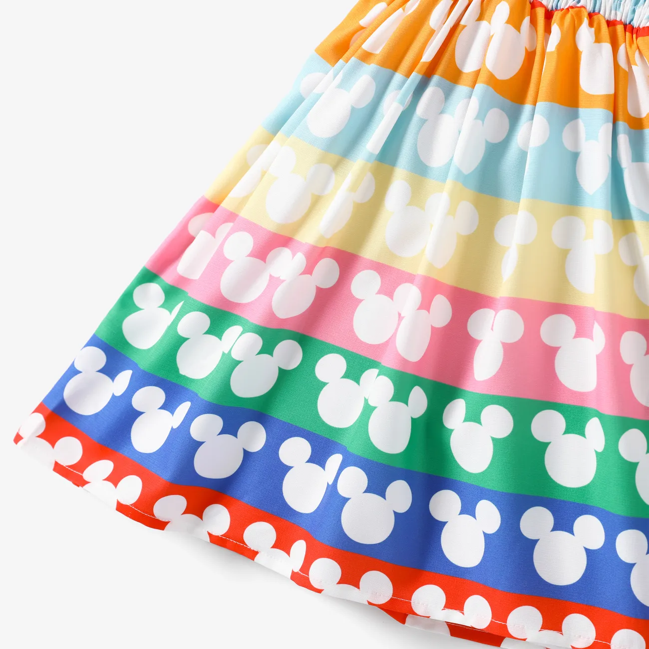 Disney Mickey and Friends Toddler/Kids Girls 1pc Character Rainbow Striped Print Strap Sleeveless Dress TenderYellow big image 1