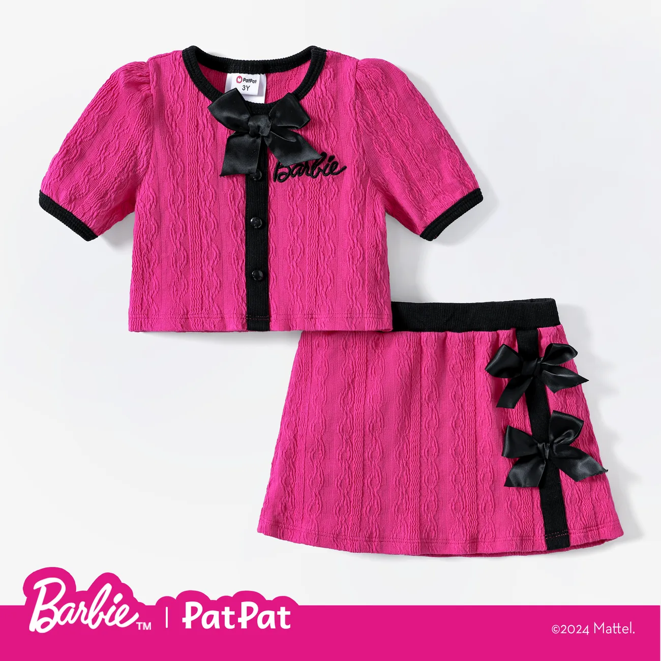 Barbie Toddler/Kids Girls 2pcs Tweed Bowknot Dress Set
 Roseo big image 1