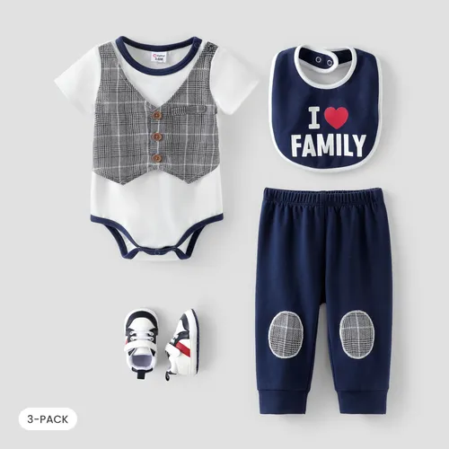 Conjunto de 3 Pijamas para Bebés con Diseños Variados, Ajuste Holgado - Mezcla de Algodón