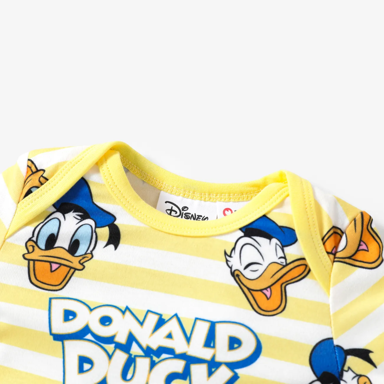 Disney Mickey and Friends Baby Boys/Girls Donald Duck 1pc Naia™ 90's Birthday Cake Print Romper Yellow big image 1