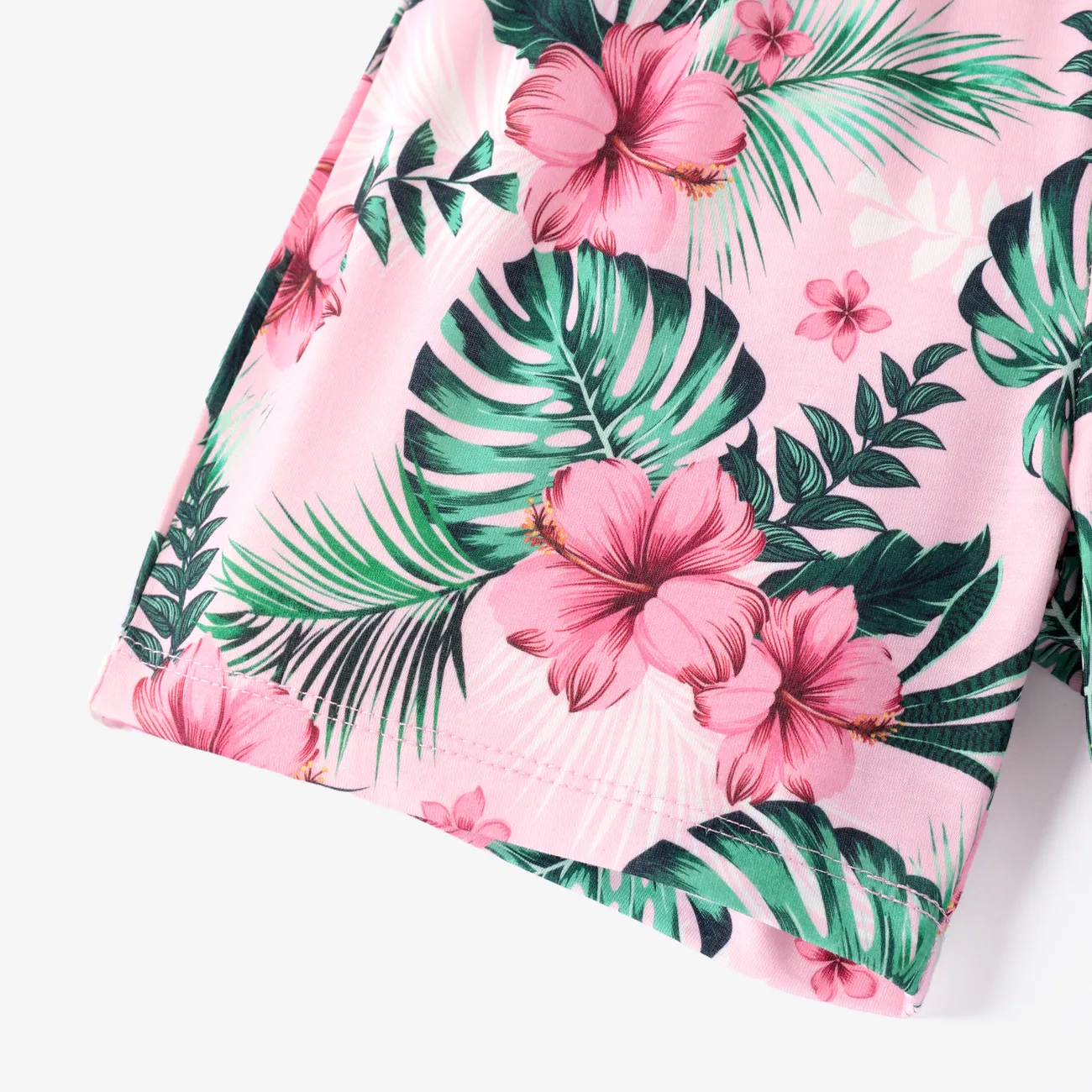 Kid Boy 2pcs Tropische Pflanzen Print Pyjama Shirt und Shorts Set rosa big image 1