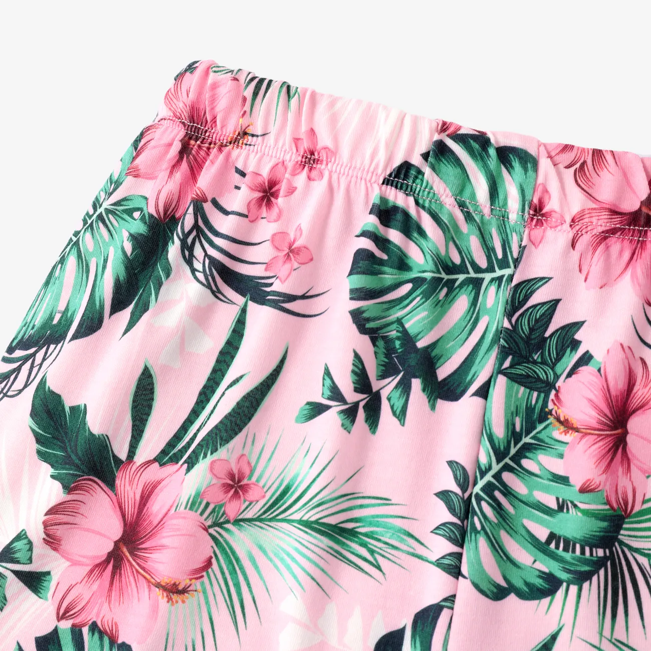 Kid Boy 2pcs Tropische Pflanzen Print Pyjama Shirt und Shorts Set rosa big image 1