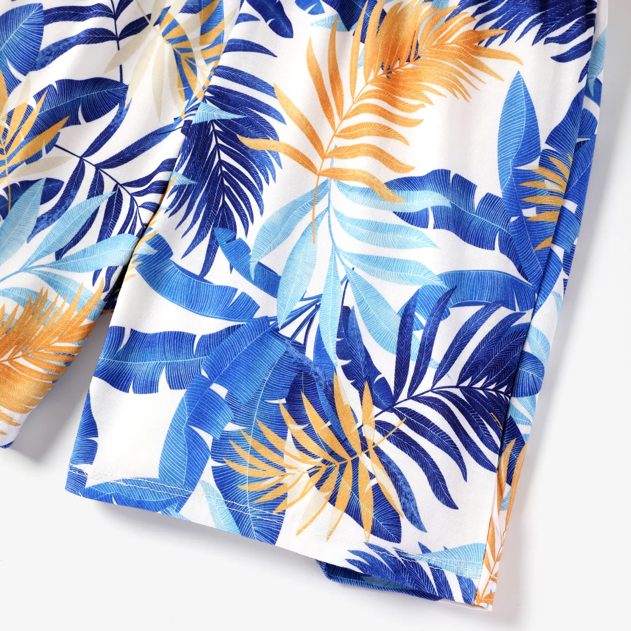 Kid Boy 2pcs Tropische Pflanzen Print Pyjama Shirt und Shorts Set blau big image 1