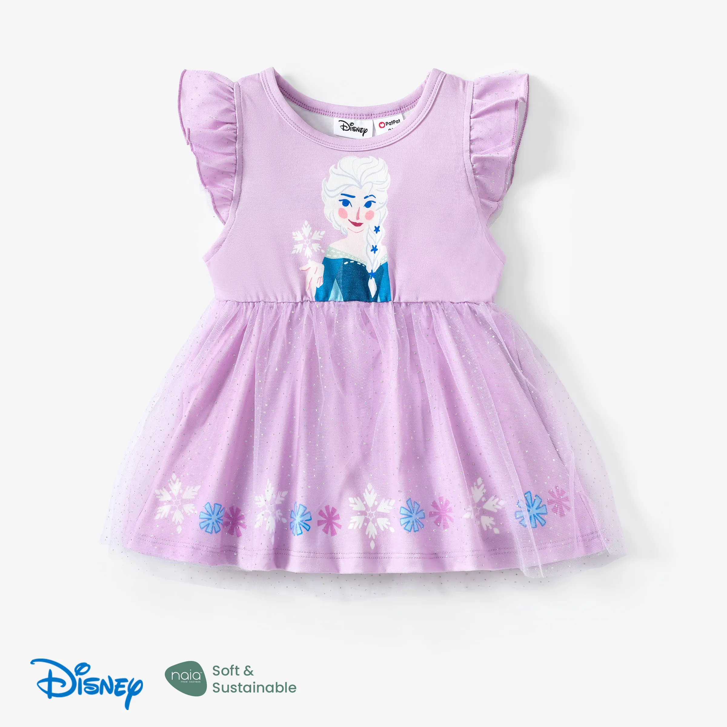 Disney Frozen Toddler Girls Elsa Character Print Set / Top con volantes Púrpura