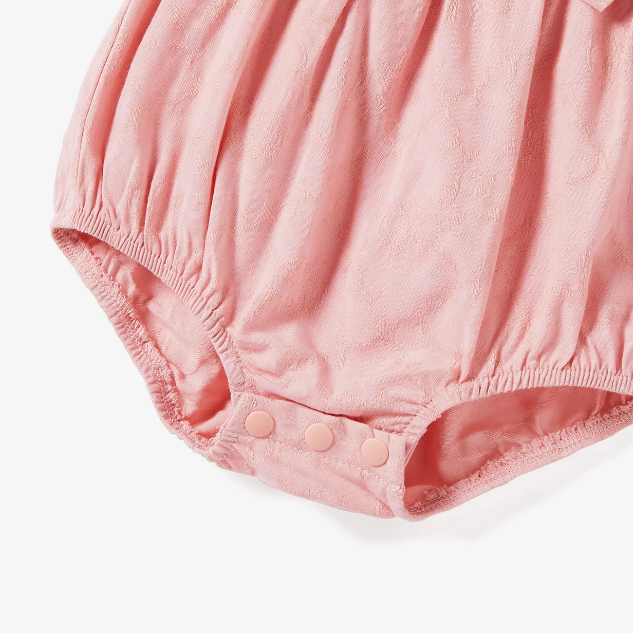 Family Matching Color Block Polo Shirt and Pink Shirred Top Bubble Sleeves Dress Sets Pink big image 1