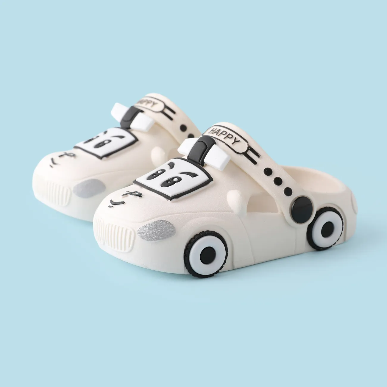 Niño pequeño / niño niño / niña forma de coche de color sólido lindo agujero de dibujos animados zapatos de playa  Blanco big image 1