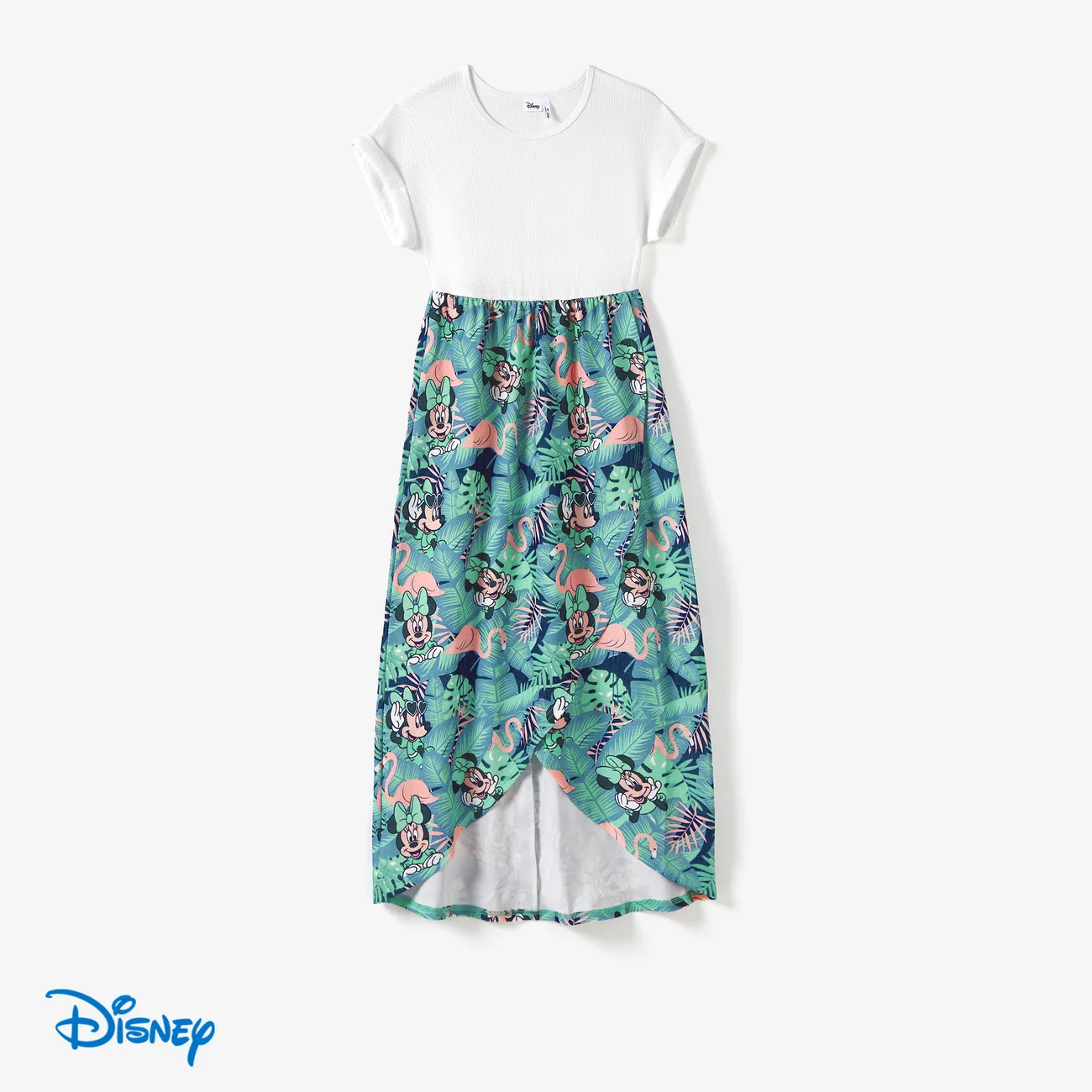 Disney Mickey and Friends Dia da Mãe Look de família Plantas e flores tropicais Manga curta Conjuntos de roupa para a família Conjuntos verde branco big image 1